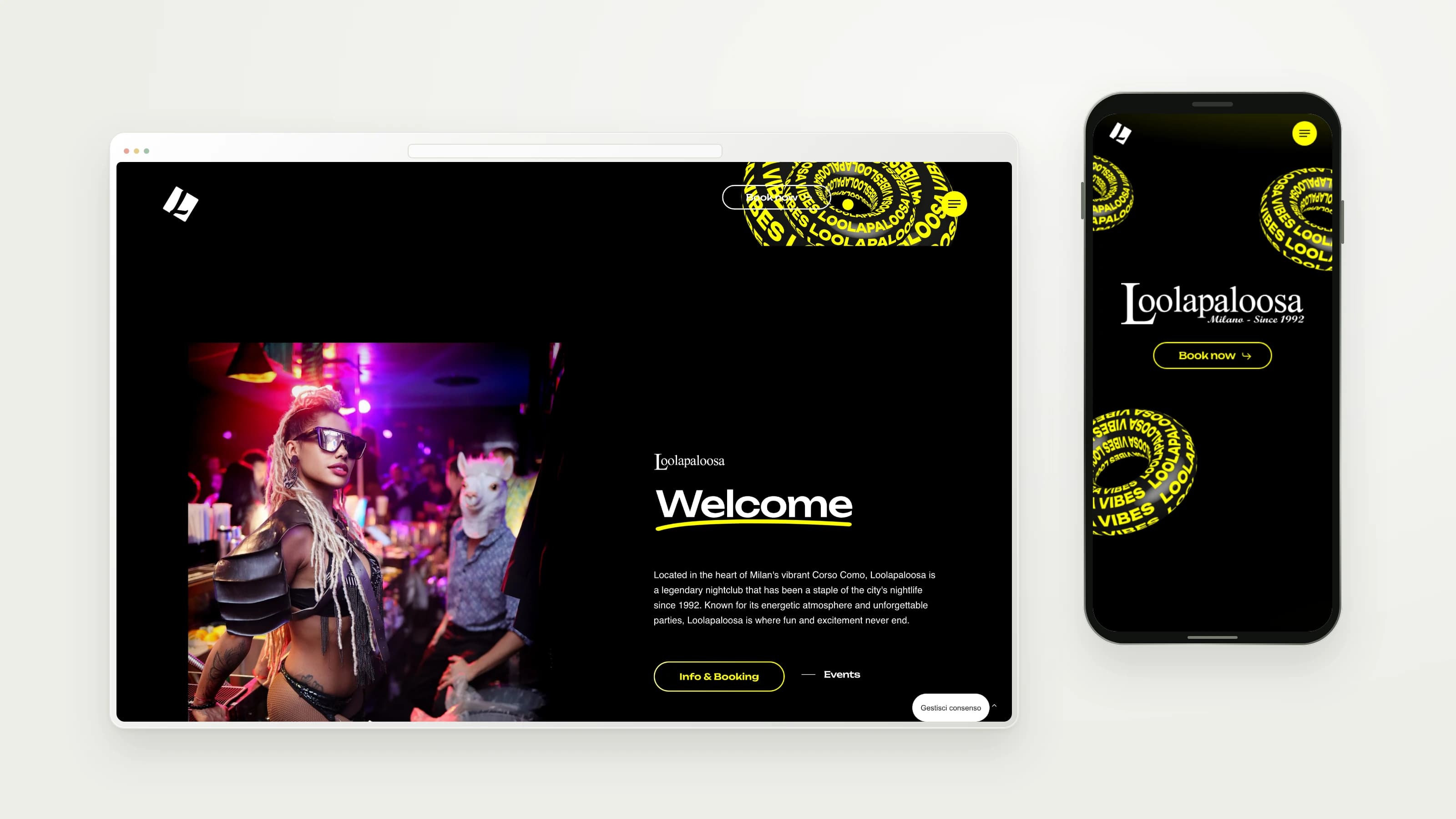 Loolapaloosa — Website details and mobile layout