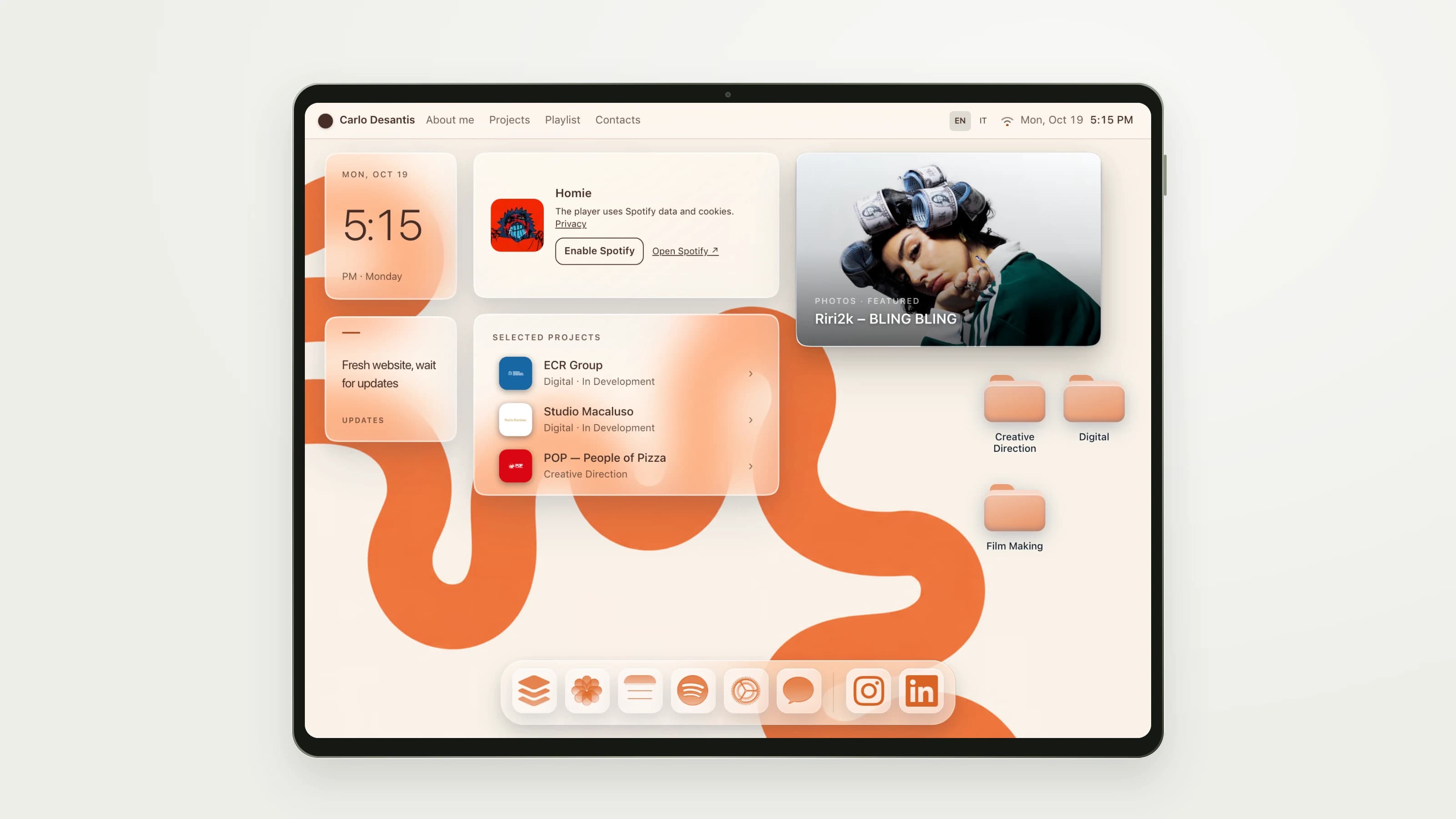 Portfolio OS — Portfolio OS on tablet