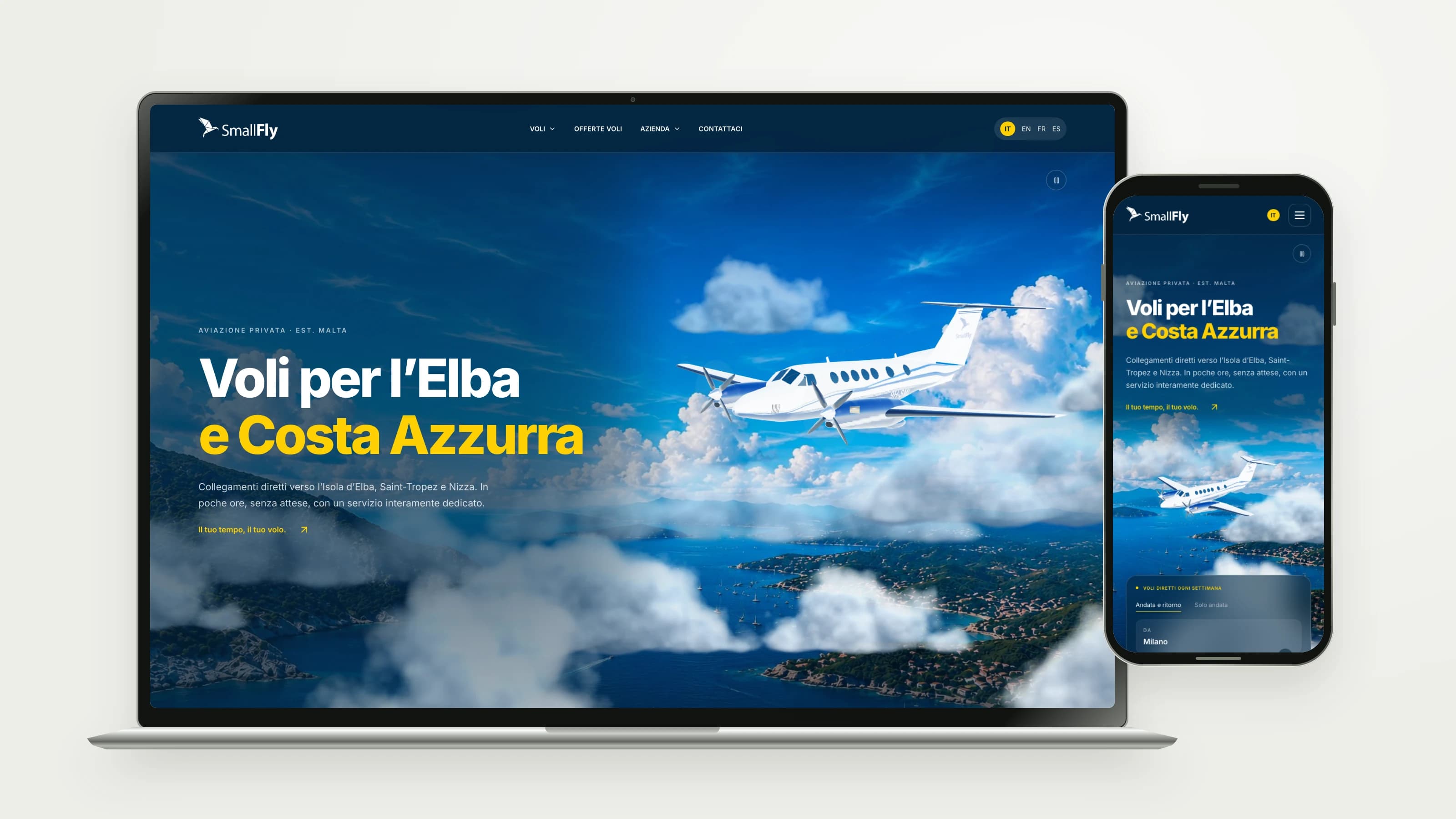 SmallFly — Website on desktop and mobile