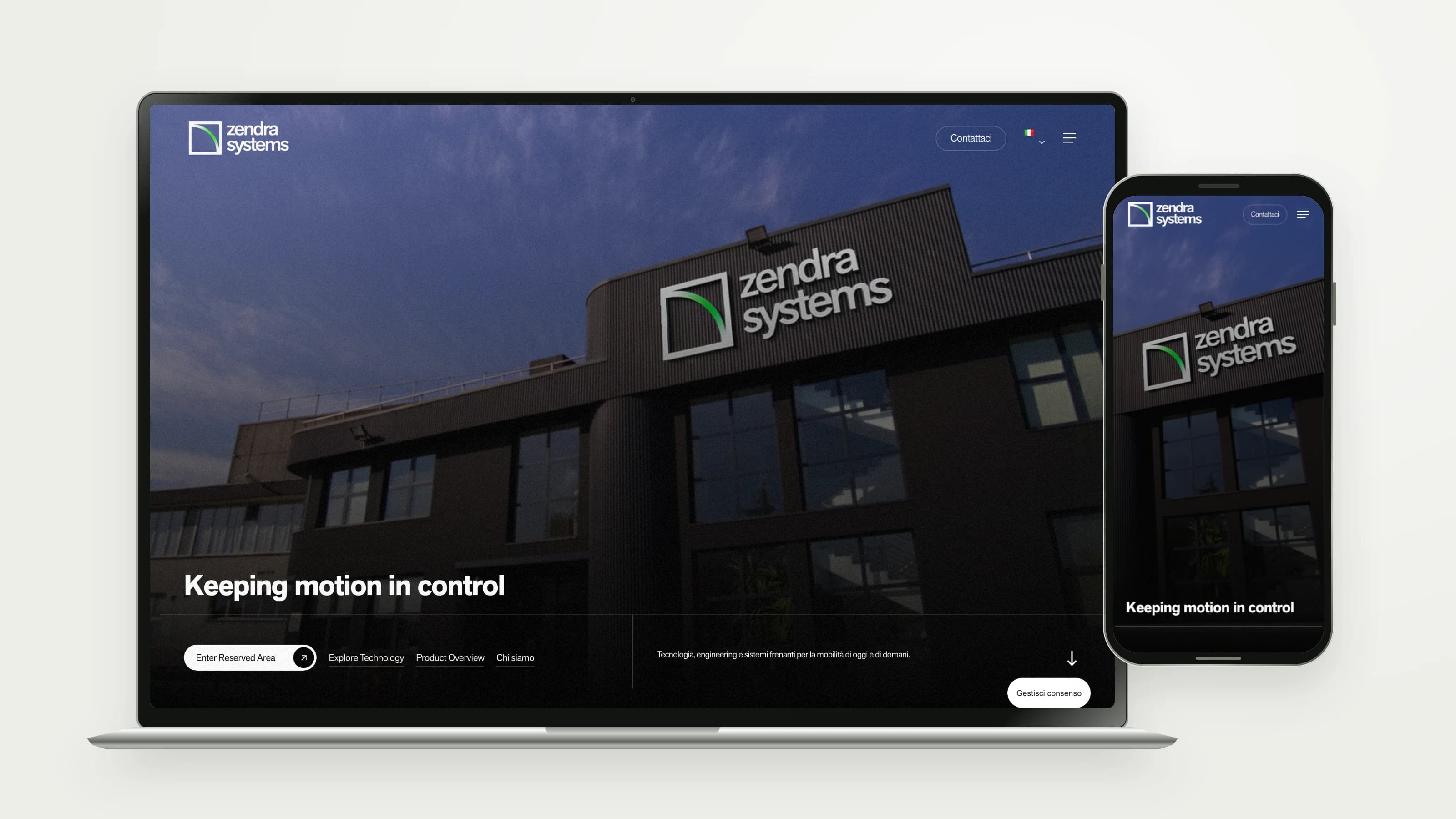 Zendra Systems — Website on desktop and mobile