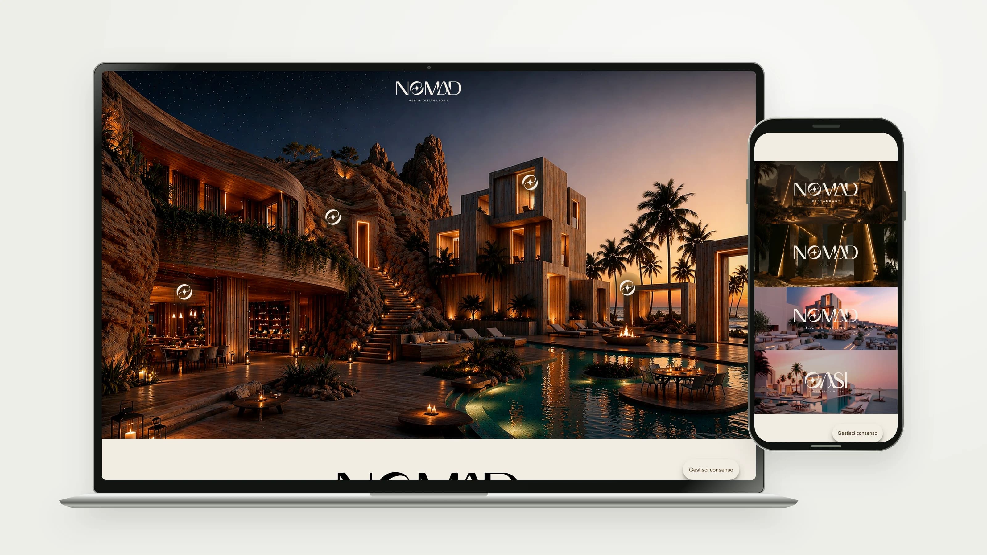 Nomad Milano — Website on desktop and mobile