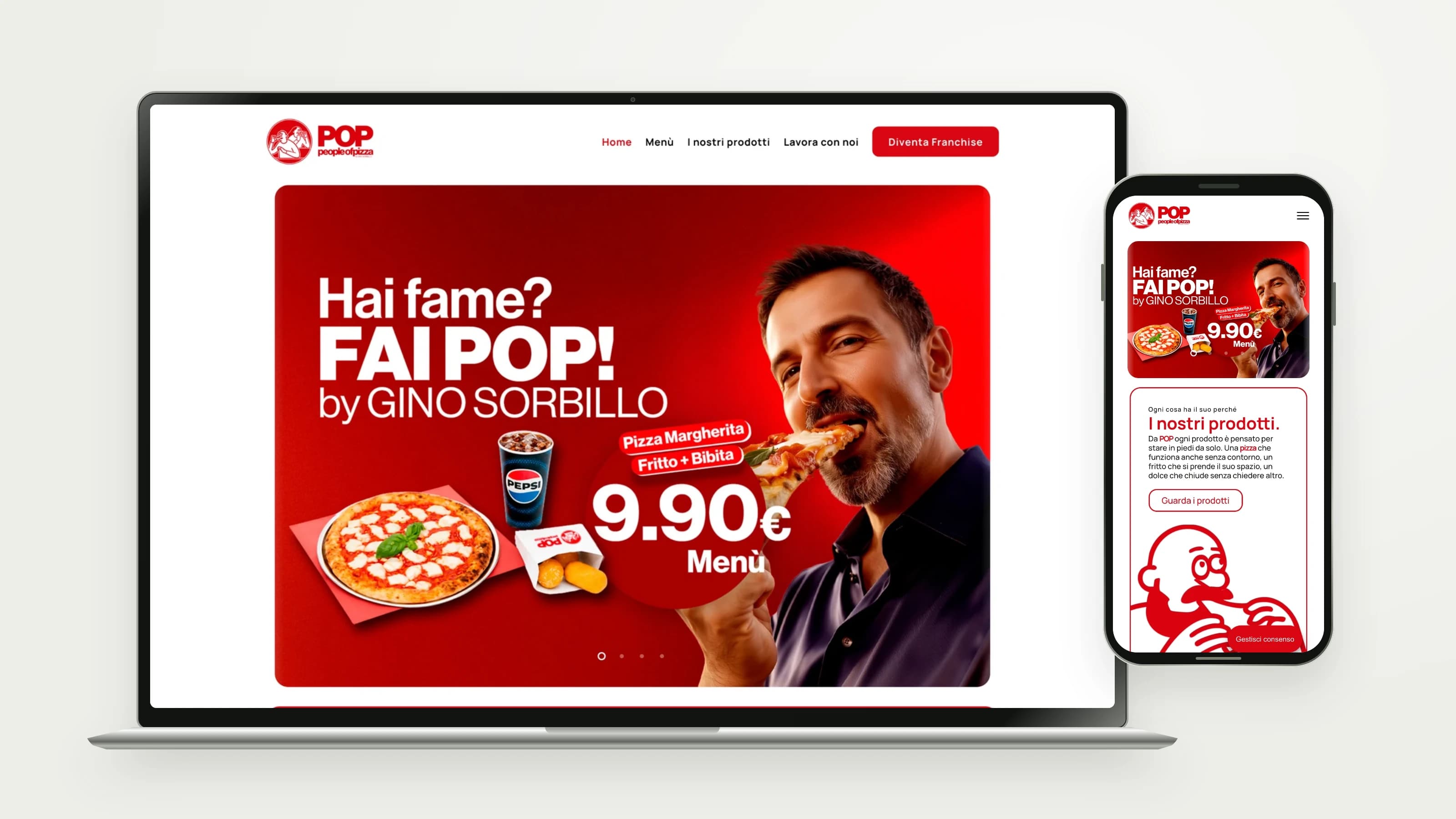 POP — People of Pizza — Website on desktop and mobile